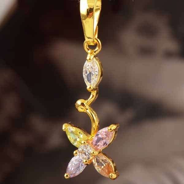Lucky 9K GF Colourful CZ Clover Pendant 3.5cm x 1cm (147765500)