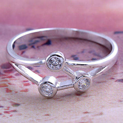 ideal 9k solid white gold filled cz womens ring,size 6,G599