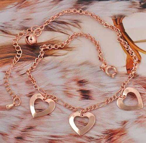 Charm 9K Rose Gold Filled Ladies Heart Anklet,Z1021
