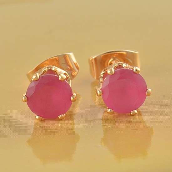 Classy 9K Gold Filled 1.79 Ctw Ruby Ladies Stud Earrings,Z816