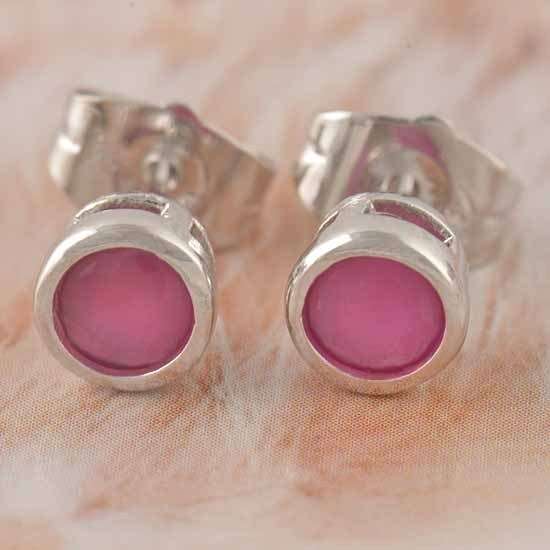 Classy 9K White Gold Filled Ruby Round 6mm Stud Earrings,Z903