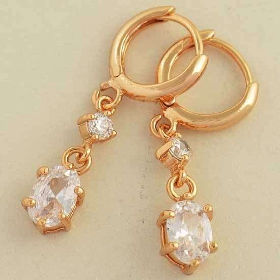 Classic 9K Real Gold Filled 2.79 ctw CZ Dangle Earrings,Z925