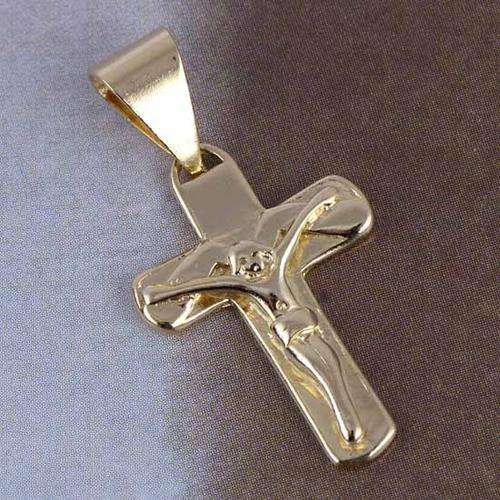 9K YELLOW GOLD FILLED WOMENS CROSS P163