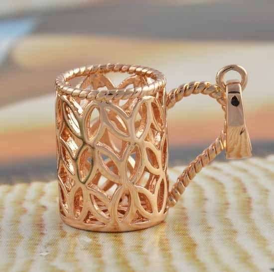 Cute 9K Rose GF Openwork Cup Pendant 2.6cm x 1.4cm (147440167)