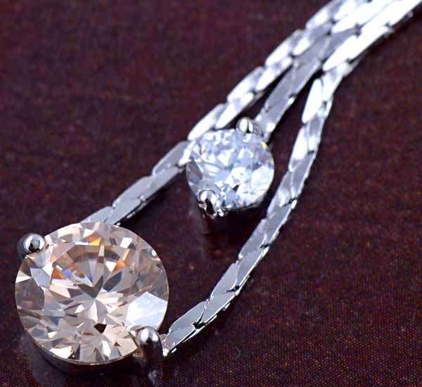 Champagne & Clear CZ 9K White Gold Filled Pendant,So Elegant,P159