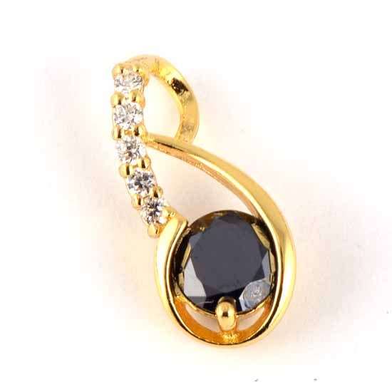 Exquisite 9k Yellow Gold Filled Black CZ Pendant P161