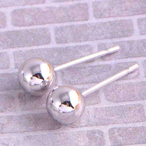 Simple 9K White Gold Filled Unisex Bead Stud Earrings E458