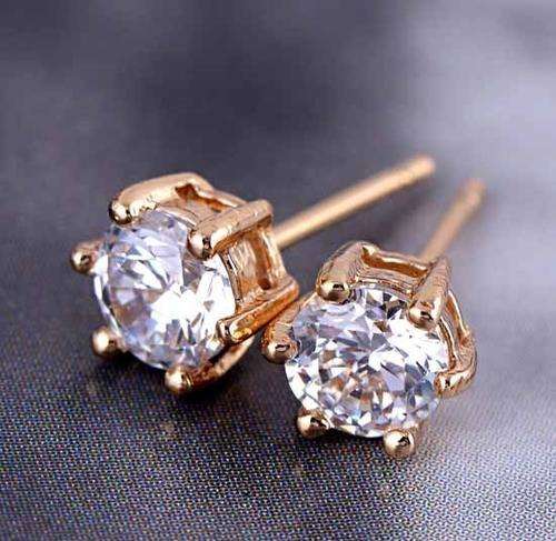 LOVELY 9K REAL GOLD FILLED CZ STUD EARRINGS,5MM,E546