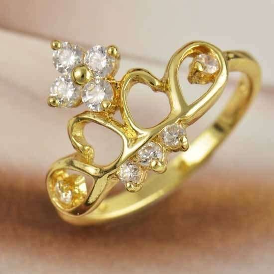 Crown Ring,size 6,9K Real Gold Filled,Top Cubic Zirconia,R176