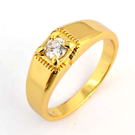 Solitaire 9K Yellow Gold Filled CZ Exquisite Men's Ring Size 9 R192
