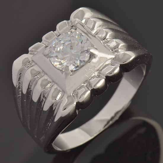 Handsome 9K White Gold Filled CZ Mens Ring,size 9,F312-B