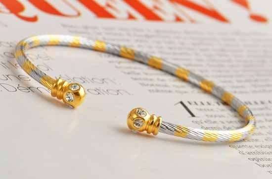 Simple Fashion 9K GF 2-Tone Womens Cuff Bracelet w/CZ,B42