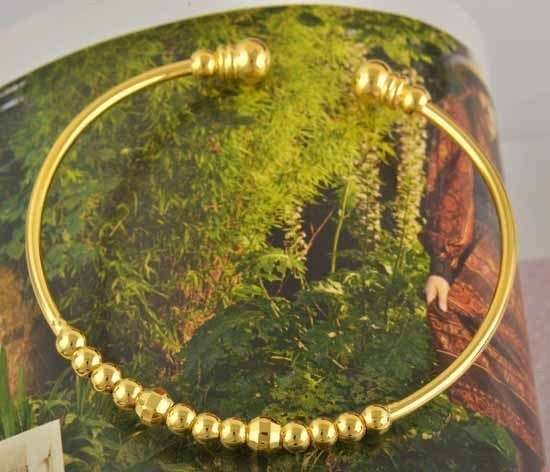 Pretty 9K Real Gold Filled Children Womens Cuff Bracelet,Nickel Lead Free,B44