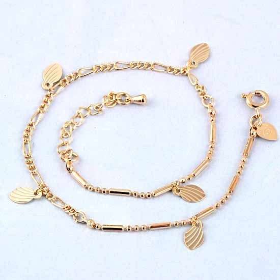 Lovely 9K GF Leaf Charms Anklet,For Summer,C255