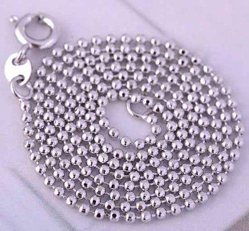 17.7" 9K Solid White Gold Filled Beaded Womens Necklace,C245