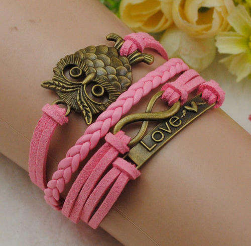 Infinity Owl Friendship Bronze Charm Bracelet