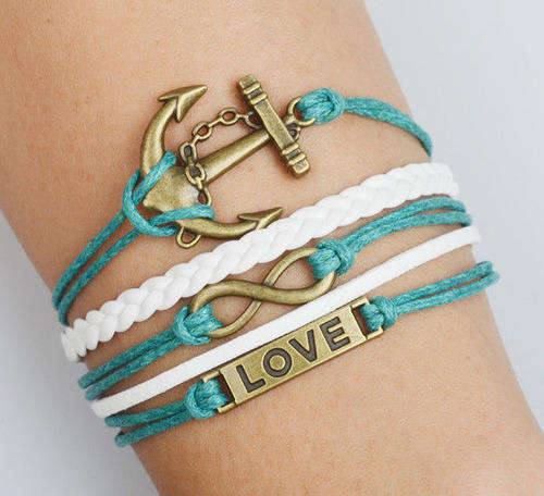 Infinity Anchor Love Antique Friendship Charm Leather Cute Bracelet (138529083)