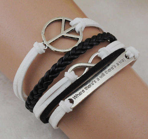Infinity Antique Silver Korea Velvet Leather Cute Bracelet (144555210)