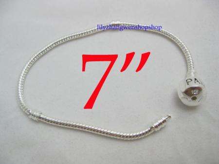 925 Silver Pandora Bracelet/bangle fit beads 3mm 7"