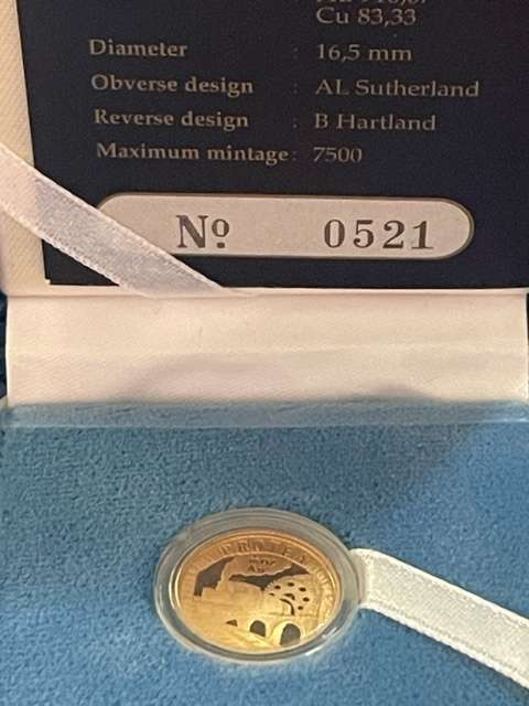 Protea 1/10th Gold Train coin - Rare (frosted windows)