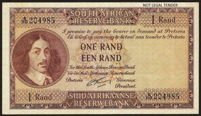 SA 1 Rand 1962 - Rissik 1st issue, Eng/Afr - EF+ condition
