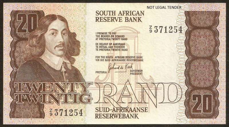 SA 20 Rand 1980's (G de Kock 3rd Issue) *Z9 Replacement* - EF+ condition