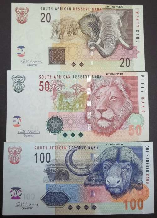 SA 20, 50, 100 Rand 2010 - G Marcus 1st Issue - All in Great condition