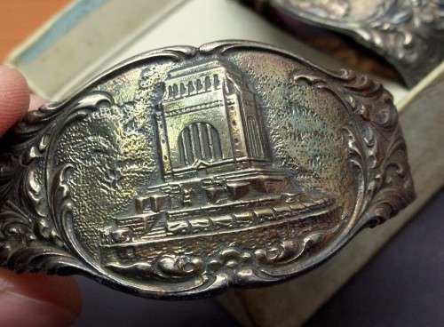 2x Voortrekker Monument serviette holders in Sterling Silver