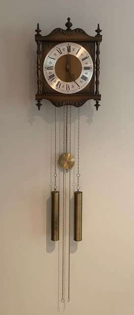 VINTAGE GERMAN WAG ON WALL CLOCK WEIGHT DRIVEN