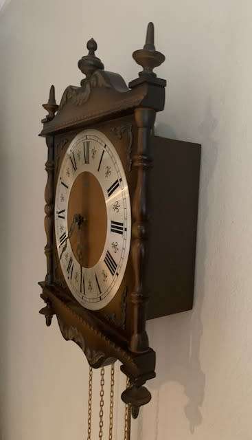 VINTAGE GERMAN WAG ON WALL CLOCK WEIGHT DRIVEN