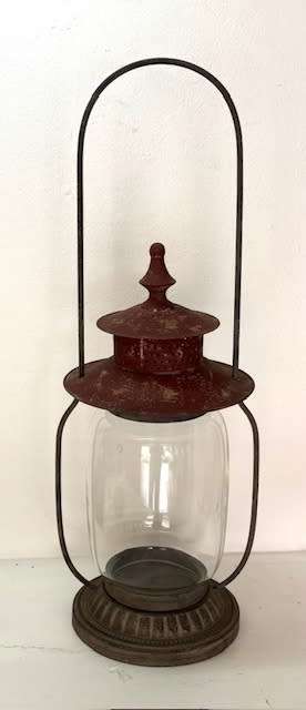 TALL GLASS METAL LANTERN