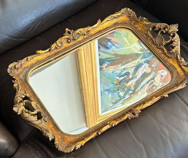 Gold mirror tray vintage