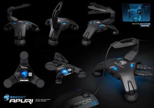 -LOCAL STOCK- Brand New ROCCAT Apuri Active 4-Ports USB Hub with Mouse Bungee