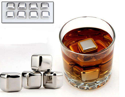 Stainless Steel Ice Cubes Glacier Rocks Neat Drink Whiskey Stones