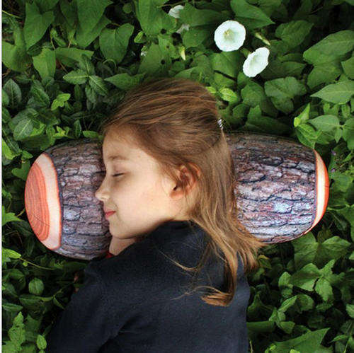 Creative Wood Design Soft Cylinder Long Cushion Camping Sleeping Log Pillow
