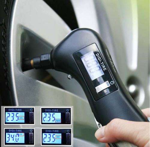 Multifunction LED Flashlight safety hammer tire pressure gauge car survival tool