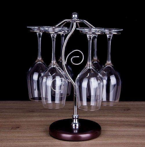 Classic Elegant Bronze Metal Tabletop 6 Wine Glass Display Holder Drying Rack