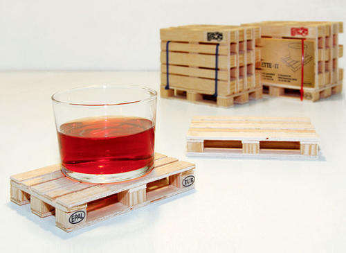 4 PCS Simulation NOVELTY Mini Wood Pallet Cup Mat Coasters Drink Coasters Home Decor Bar