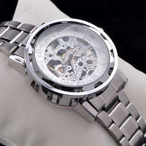 Mechanical Hand Wind Watch For Men Full Steel Watches Male Casual Clock Fashion