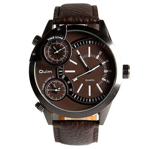 *Free Courier* Men Sports Watches Big Round Dial Genuine Leather Band Military Watch
