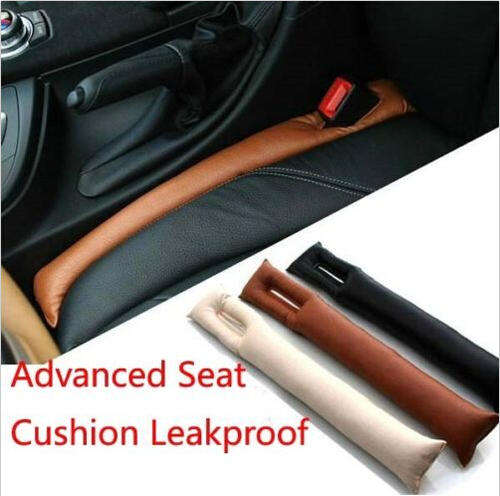2pcs Beige Leather Car Seat Mat Seam Stop Leakproof Filler Gap Pad Holster
