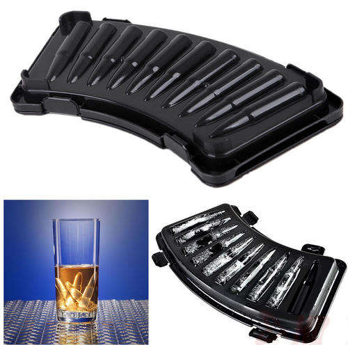 2pcs 3D AK-47 Bullet Shaped Freezer Ice Cube Tray Plastic Pudding Jelly Party Drink
