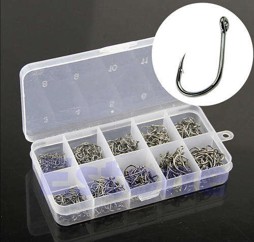 500Pcs 10 Sizes Fish Fishing Sharpened Hooks With Box Top Quality NEW