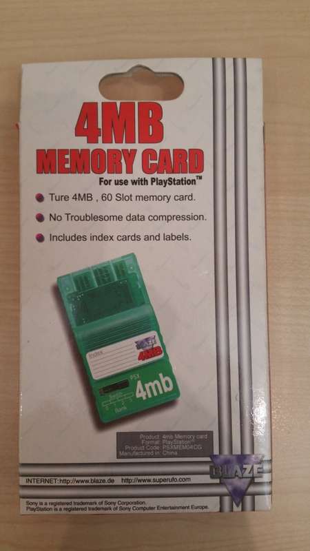 PS1 Playstation Memory Cards BLAZE 4mb and 16 mb RETRO **LOCAL STOCK**