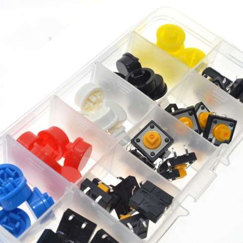 Tactile Switch and Cap Set 25pcs 5 Colours **LOCAL STOCK**