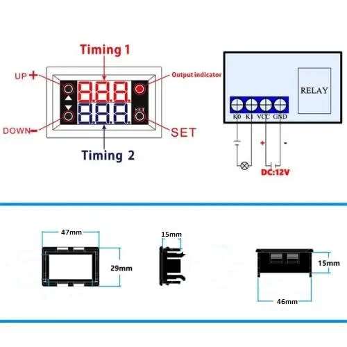 Timer Time Delay Switch Controller Relay 12V Red Blue Display 0 sec-999 hr **LOCAL STOCK**