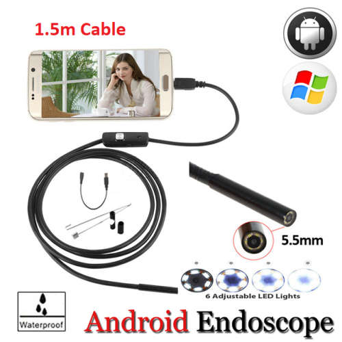 1.5m LED USB Waterproof Endoscope Inspection Video Camera 7mm for PC and Android ***LOCAL STOCK**