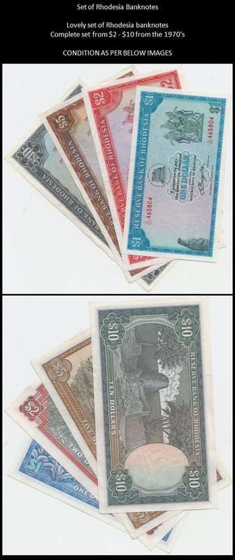 LOVELY COMPLETE SET OF RHODESIA BANKNOTES