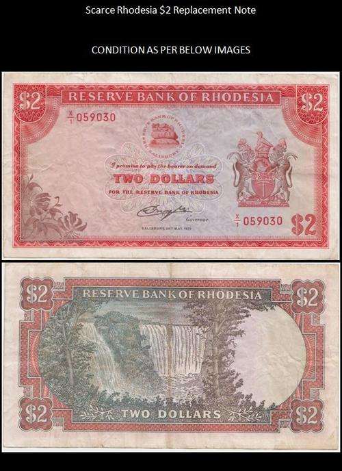 SCARCE RHODESIA REPLACEMENT NOTE - CRAZY R1 START!