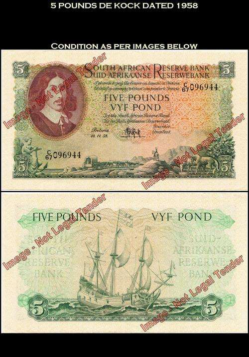 5 POUNDS DE KOCK DATED 1958